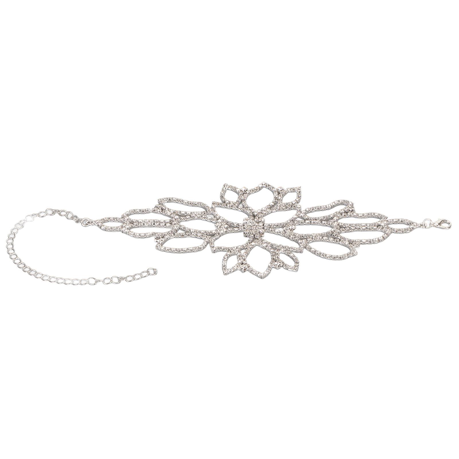 Flower Rhinestone Upper Arm Cuff Boho   Rhinestones Arm Bracelet Jewelry for   Women