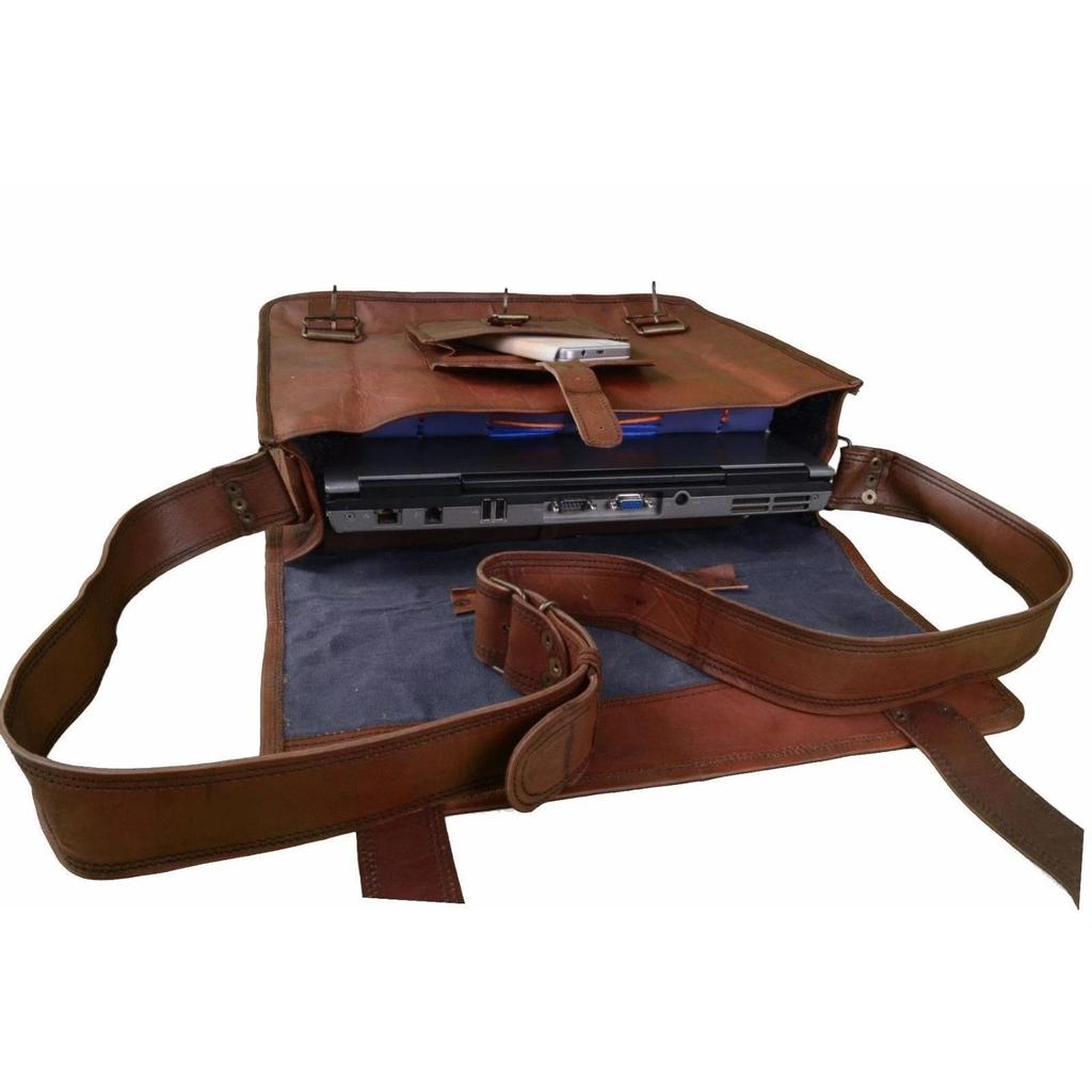 Men's Leather Messenger Shoulder Bag Vintage Briefcase Laptop Office Bag