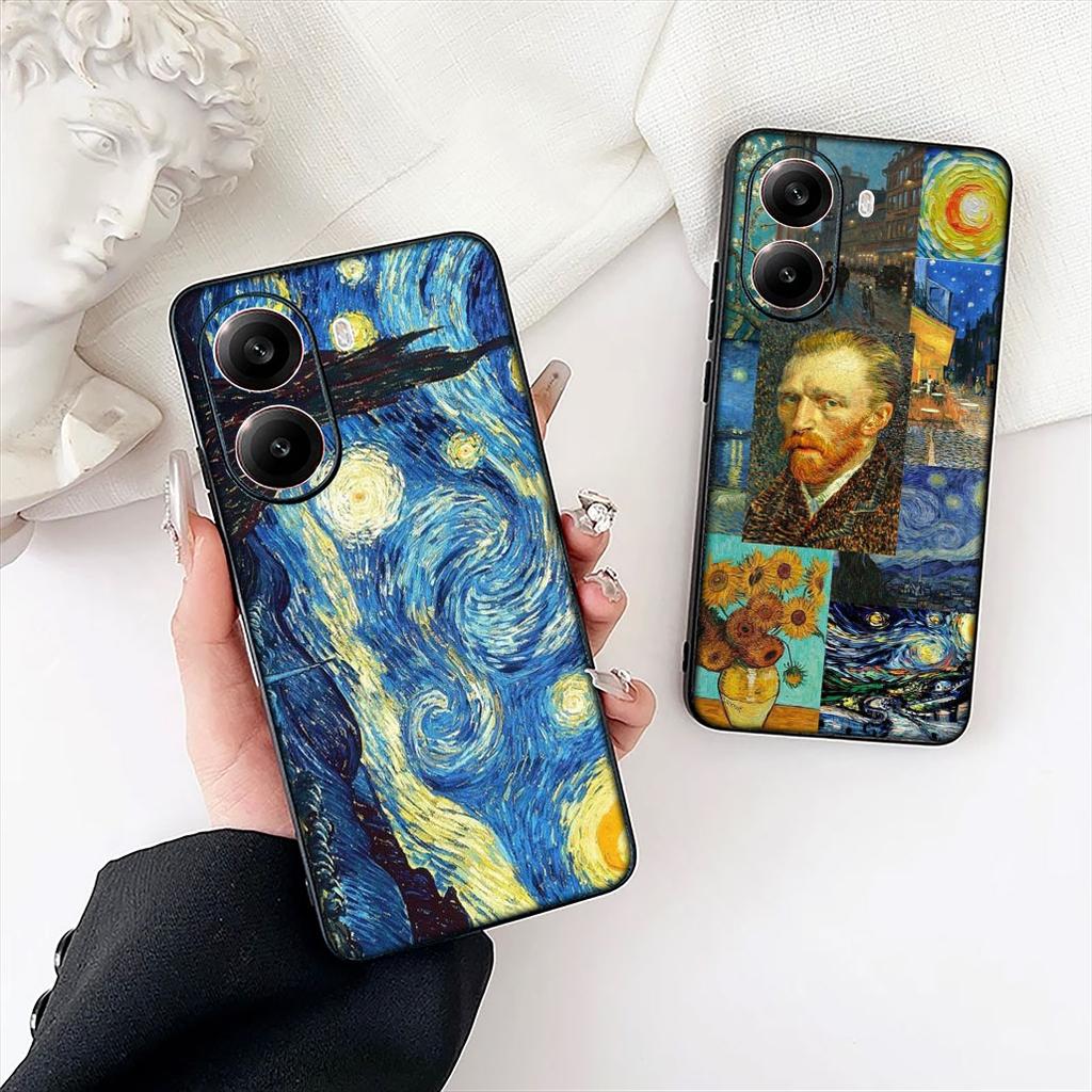 Van Sunflower Gogh Starry Night Painting Phone Case for Xiaomi Redmi Note 13 14 ProPlus Pro Plus 14C A4 13C Pro+ Note14 Cover