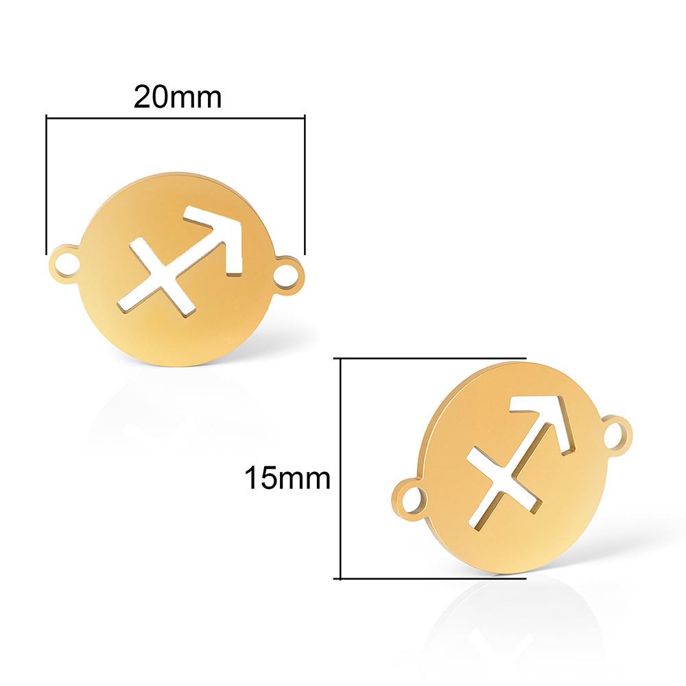 5pcs/lot 316 Stainless Steel Gold Plated 12 zodiac signs Small Charms Connector Pendant For Necklace DIY Jewelry Making
