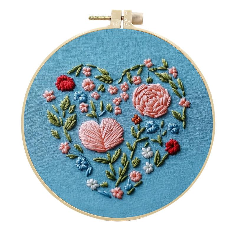 1pc Valentine's Day Blue Embroidery DIY Fabric Craft Set with Tools