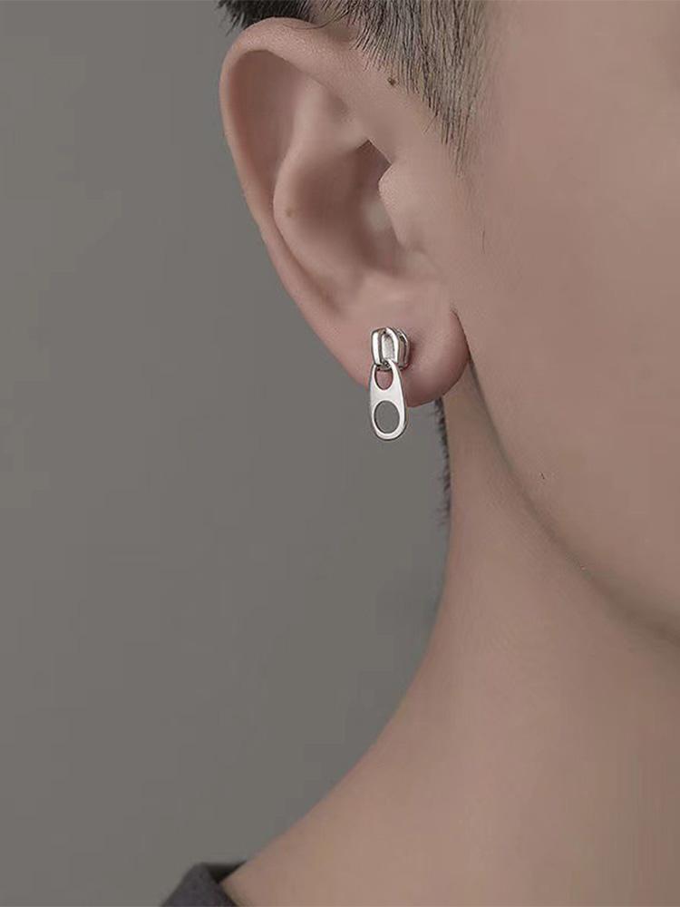 

Retro Zipper Slider Creative Earings For Men Women Punk Gothic Rock Hiphop Black Color Earing Unisex Designer Love Gift