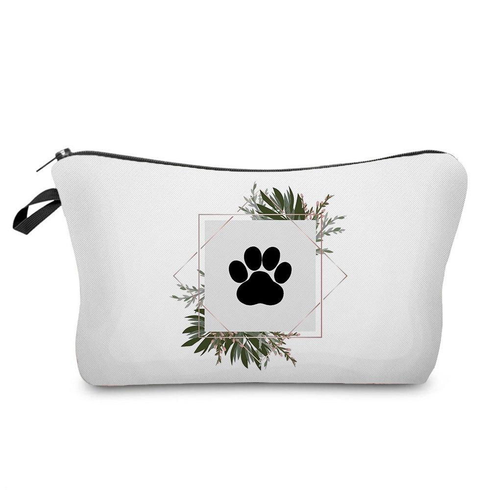 Women Dog Paw Print Cosmetic Bag Toiletries Organize Travel Storage Case 6874