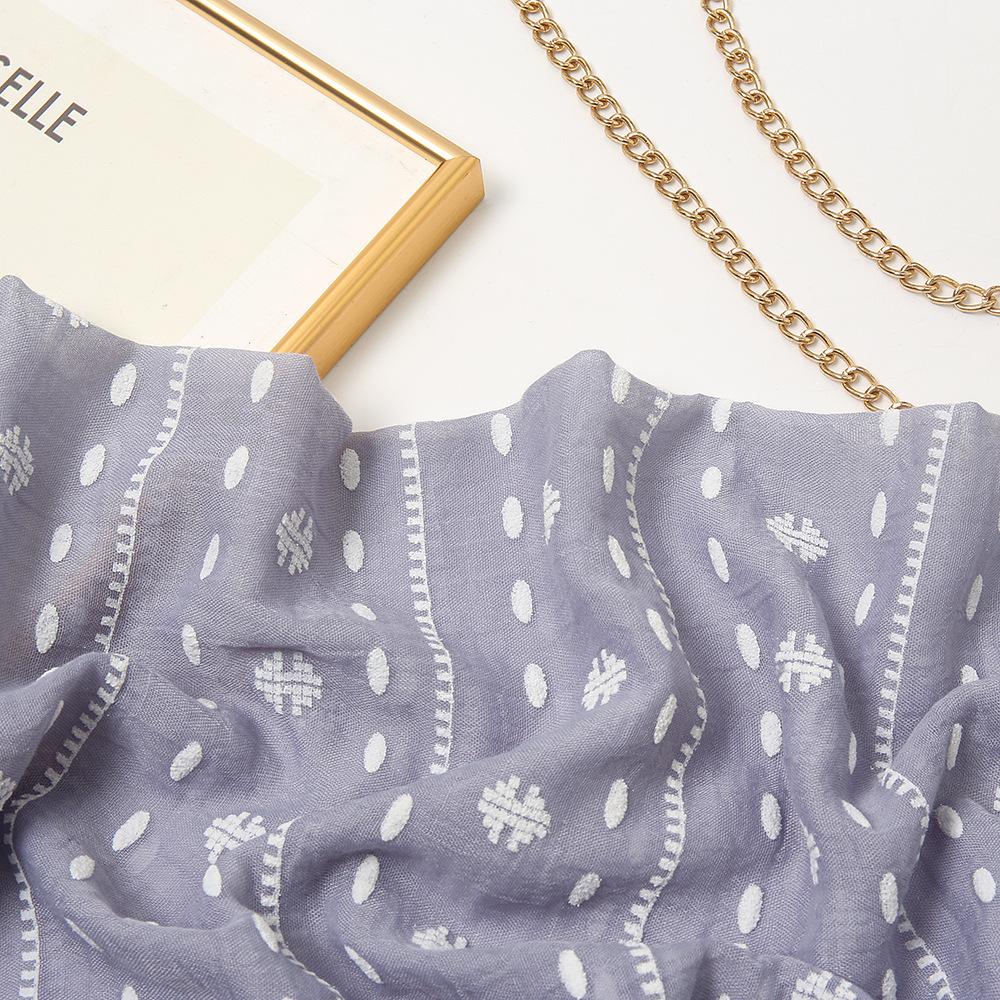 New Spring and Summer Korean Style Fashionable Monochrome Striped Shawl  Fashionable Foam Cotton Linen Skin-friendly Polka Dot Scarf