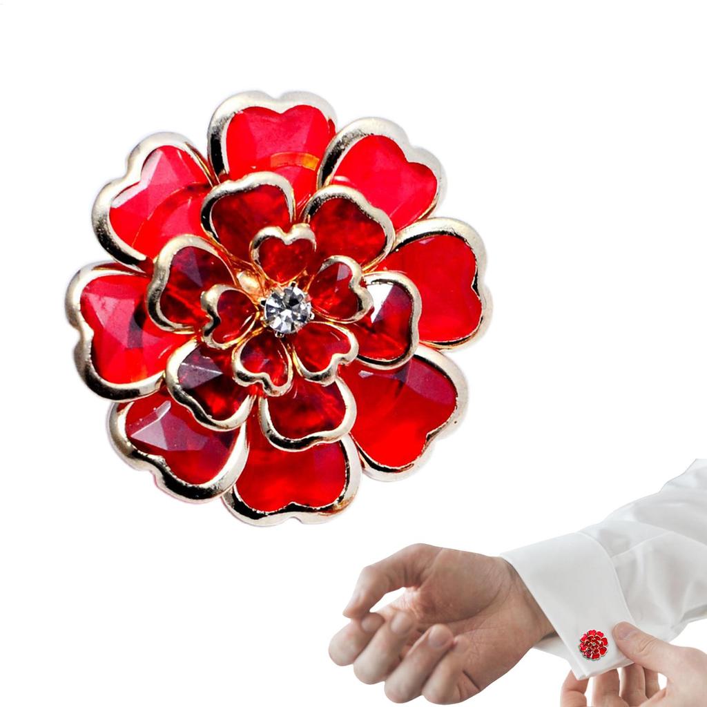Crystal Flower Button Covers Detachable Clip-On Shirt Coat Decorative Buttons Sewing Button for DIY Blouses Clothing Women Men