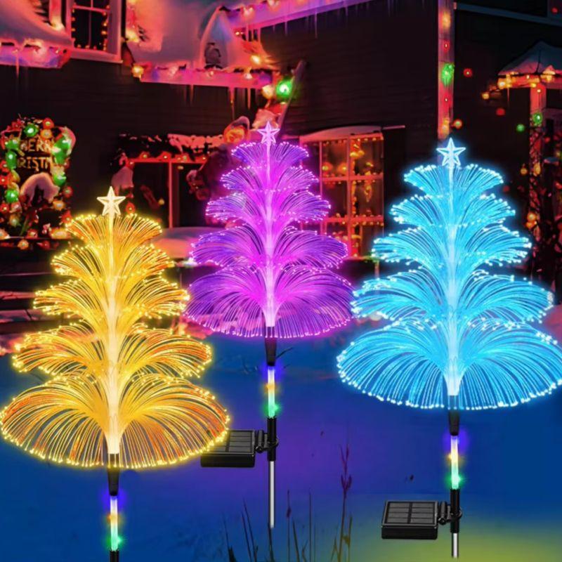 1PC Outdoor Solar Garden Lights 7 Colors Variable Solar Stake Jellyfish Reed Lights Solar Outdoor Color Changing Lights