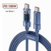 Toocki 100W C-C Super Fast Charging Transparent Display Data Cable for Huawei, Apple, Xiaomi.