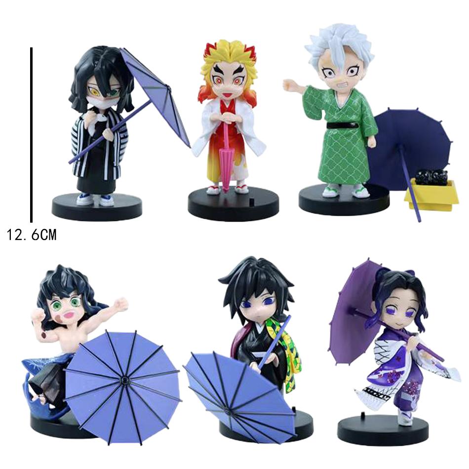 Animation 6Pcs/Kit Q Version Demon Slayer Boxed Action Figure Miniature Figurine Decoration Piece Attachment Animation Design Adorable Decoration