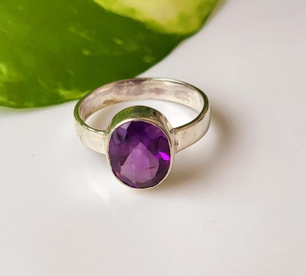 Natural  Amethyst Gemstone 925 Sterling Silver Ring Size 6.5 US, A110 Gift Ring