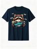 Cute Gaming Raccoon Pew Pew TShirt Cartoon Gamer Animal Graphic Tee Casual Cotton Short Sleeve Tshirt