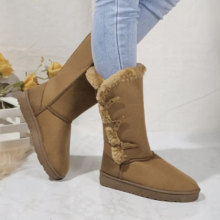 Classic Plush Snow Boots and Calf Women s Boots Wool Women s Boots Warm Winter Shoes 2026 Winter New Women s Shoes 36 хаки