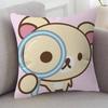 Anime Rilakkuma Cartoon Series Square Pillowcase Soft Waist Sofa Cushion Cover Bedroom Room Pillowcase