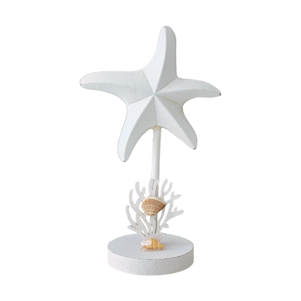Starfish Figurine Collection Nautical Rustic, Desktop Ornament, Decorative Statue, Wood Sculpture for Bookshelf Entrance Decor