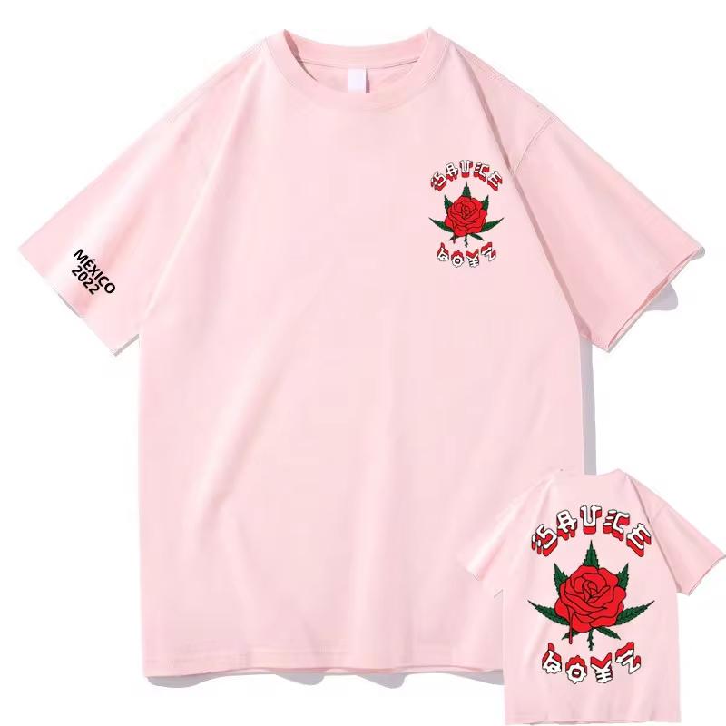 Streetwear Eladio Carrion T-Shirt Rose Flower Tees Men Women Sauce Boyz Music Album Oversized Casual top Hip Hop unisex Harajuku