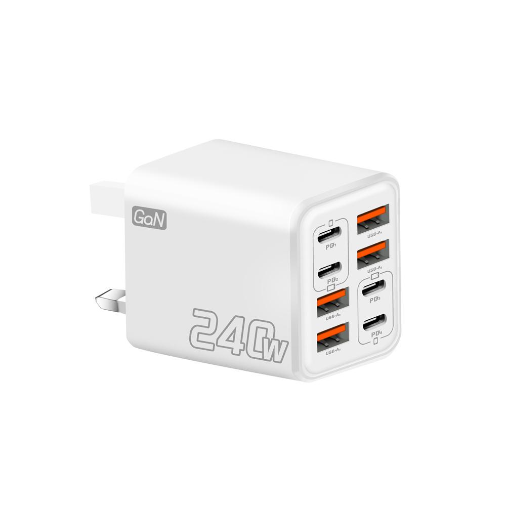 240W GaN USB Desktop Charger 8 In 1 Fast Charging Phone Charger For iPhone Samsung Xiaomi 17 Pro Max Type C Charger Wall Charger