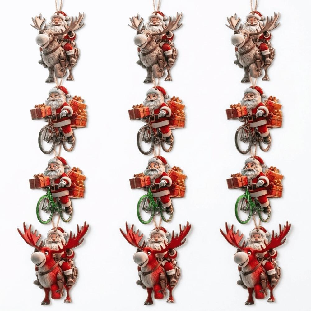 Unique Wooden Hanging Pendants Cute Christmas Decorations Set Office Decorations