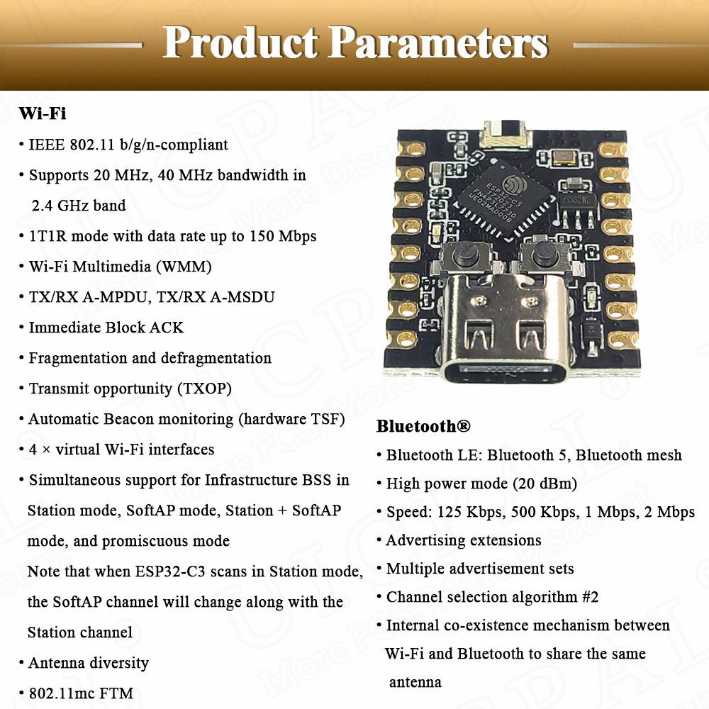 ESP11-C1 Development Board Mini Wifi BT Module Type-C ESP11-C1 16Pin RISC-V 11-Bit Single-Core Processor Expansion Board