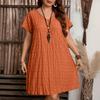 Plus Size Summer Fashion V-Neck Loose Dress for Beach Vacation