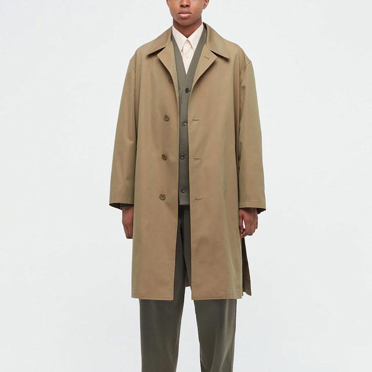 Uniqlo SS22 Solid Color Minimalist Long Sleeve Trench Coat Men Outerwear Dark-Brown 448957-38