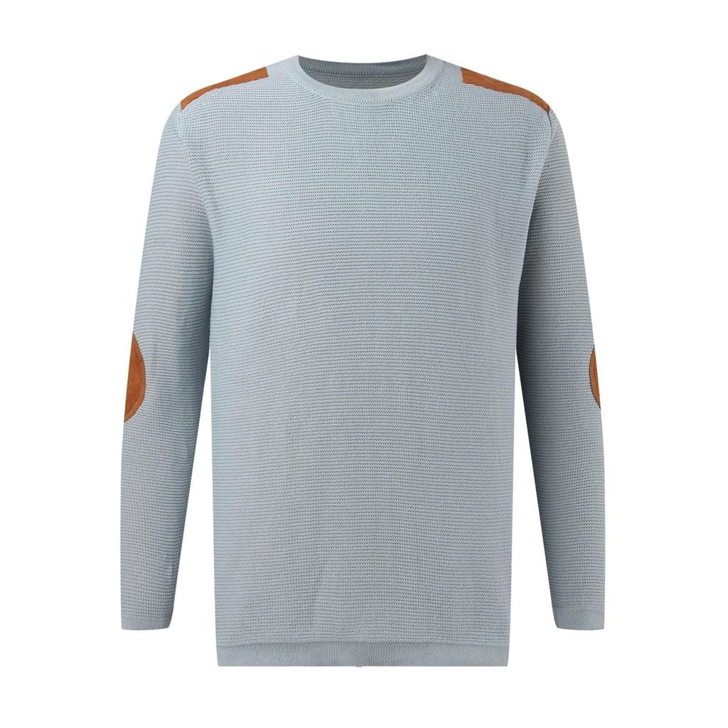 Men's Hoodless Sweatshirt Pullover Sweater For Leisure In And Winter With Ribbed Lightweight Sweatshirts Color
