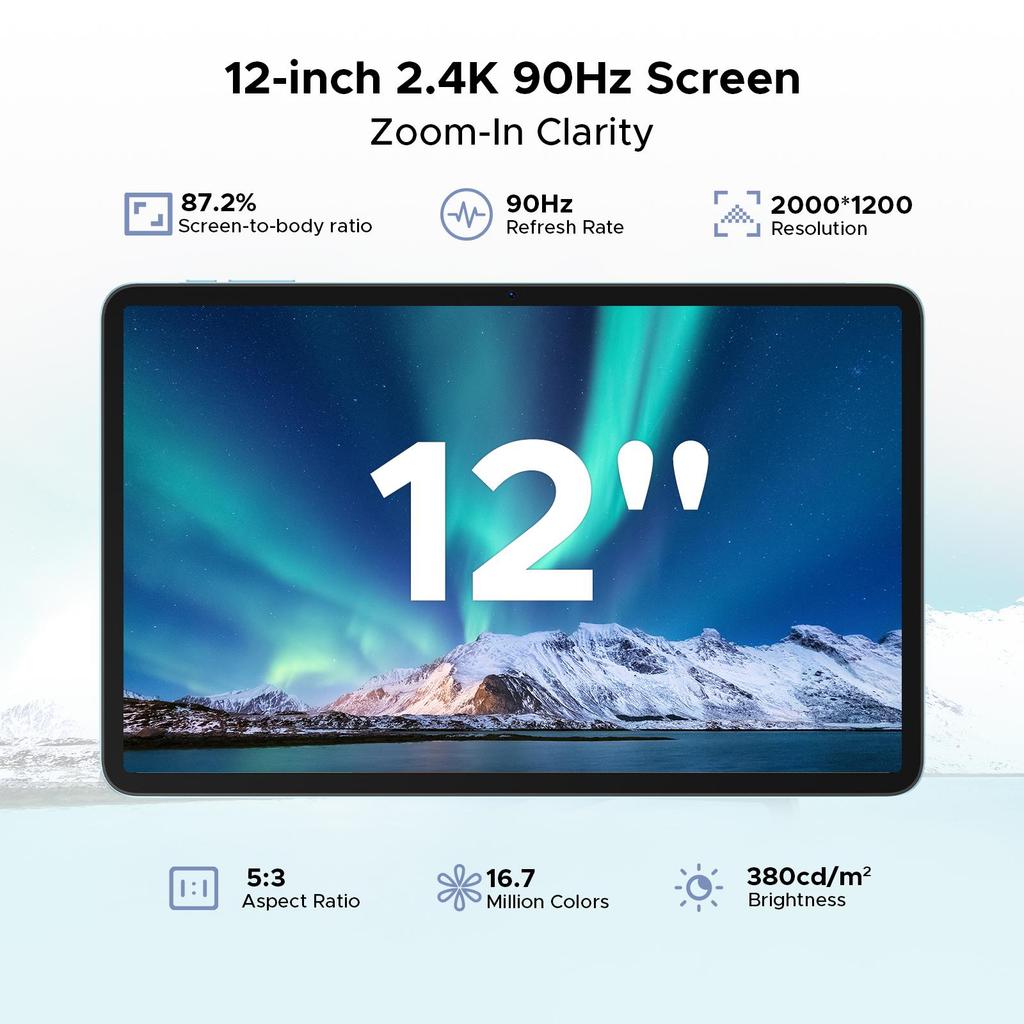 DOOGEE Tab G6 Pro 12 Inch 2.4K Tablet, Android 16 Tablet with Keyboard, 36GB+128GB/2TB, 9000mAh Battery, 4G LTE, Tablet with Pen, Mouse&Case