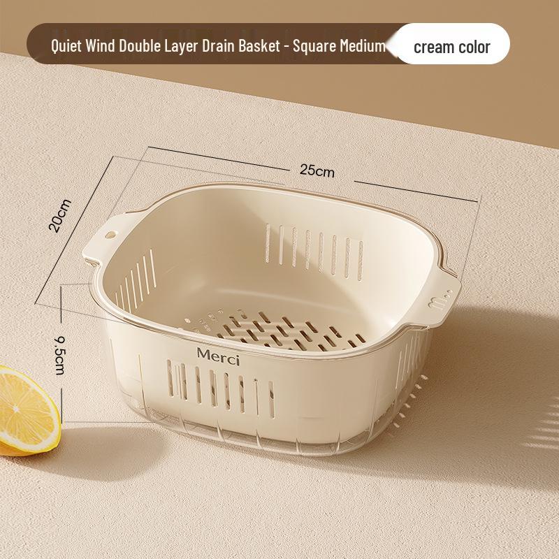 Double Layer Kitchen Sink Drain Basket for Washing Vegetables and Fruits