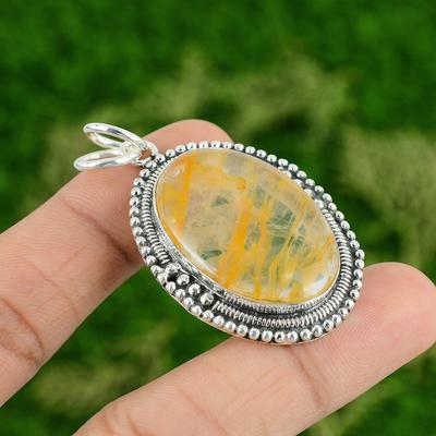 Plume Agate Gemstone Pendant Decent Jewelry 925 Sterling Silver Handmade Pendant Engagement Gifts