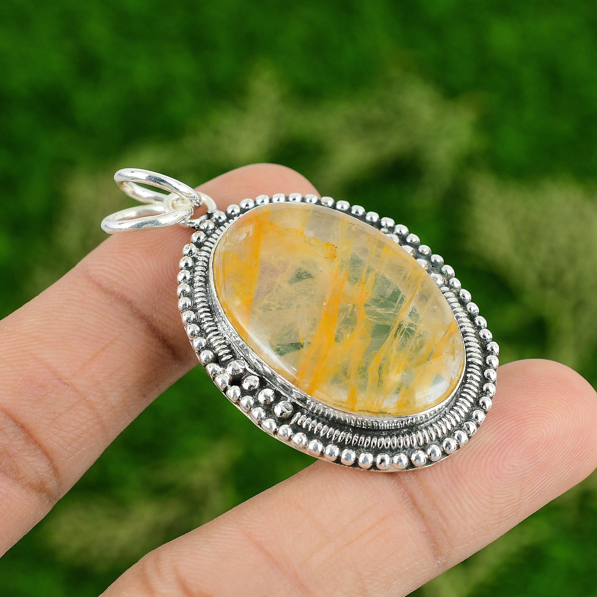 

Plume Agate Gemstone Pendant Decent Jewelry 925 Sterling Silver Handmade Pendant Engagement Gifts