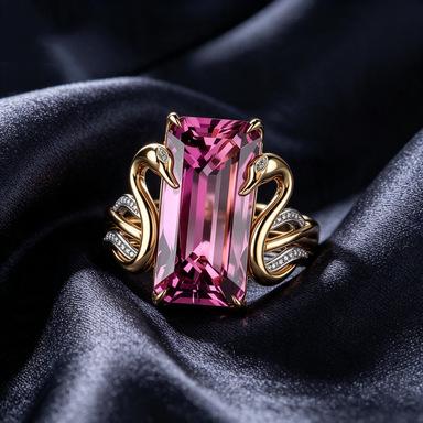 Europe and the United States hot-selling new women's square zircon ring luxury elegant swan gold ring