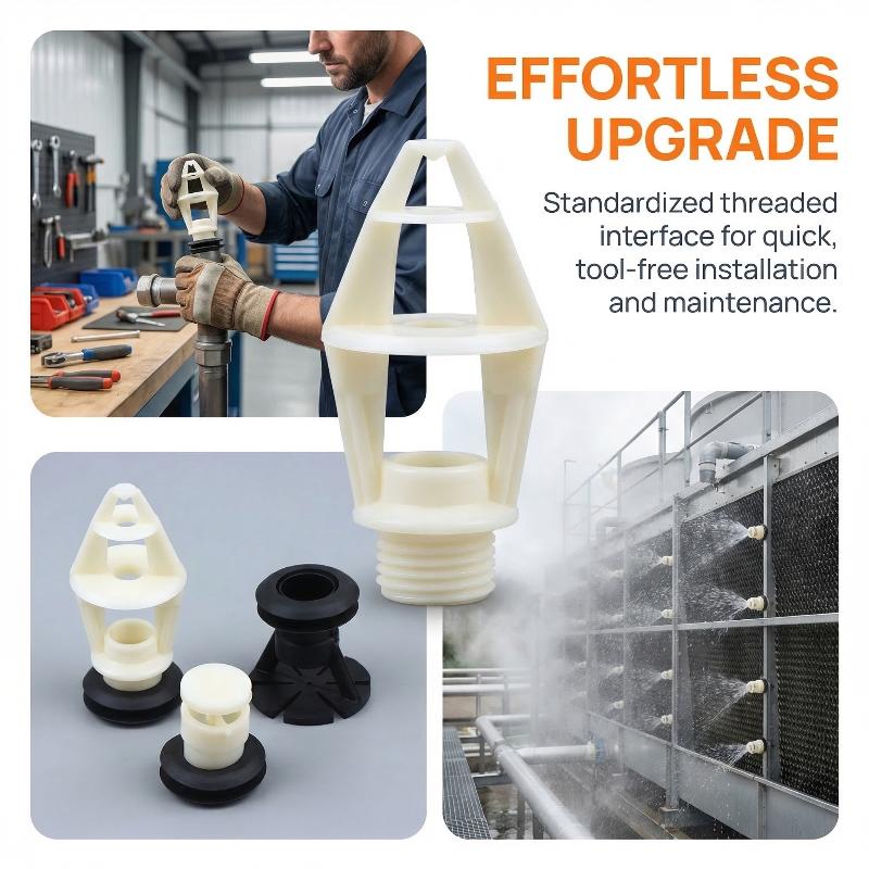 360 Degree ABS Cooling Tower Nozzle Leakproof with Rubber Gasket for Evaporative Condenser Water Distribution