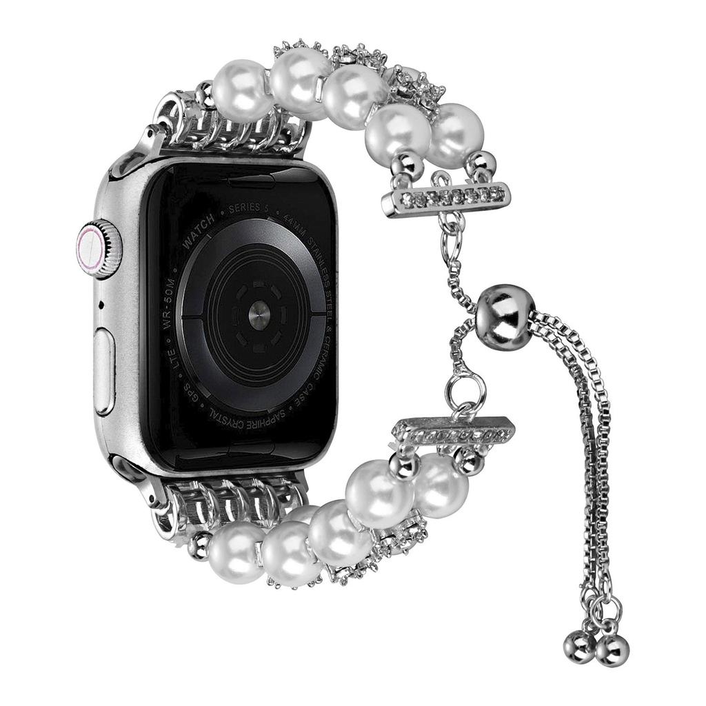 Watchband Pearl Strap For Apple Watch Band Ultra 49mm Agate Beaded Jewelry Bracelet For Iwatch Series 9 8 7 6 SE 5 4 3 44mm 40mm 45mm 41mm