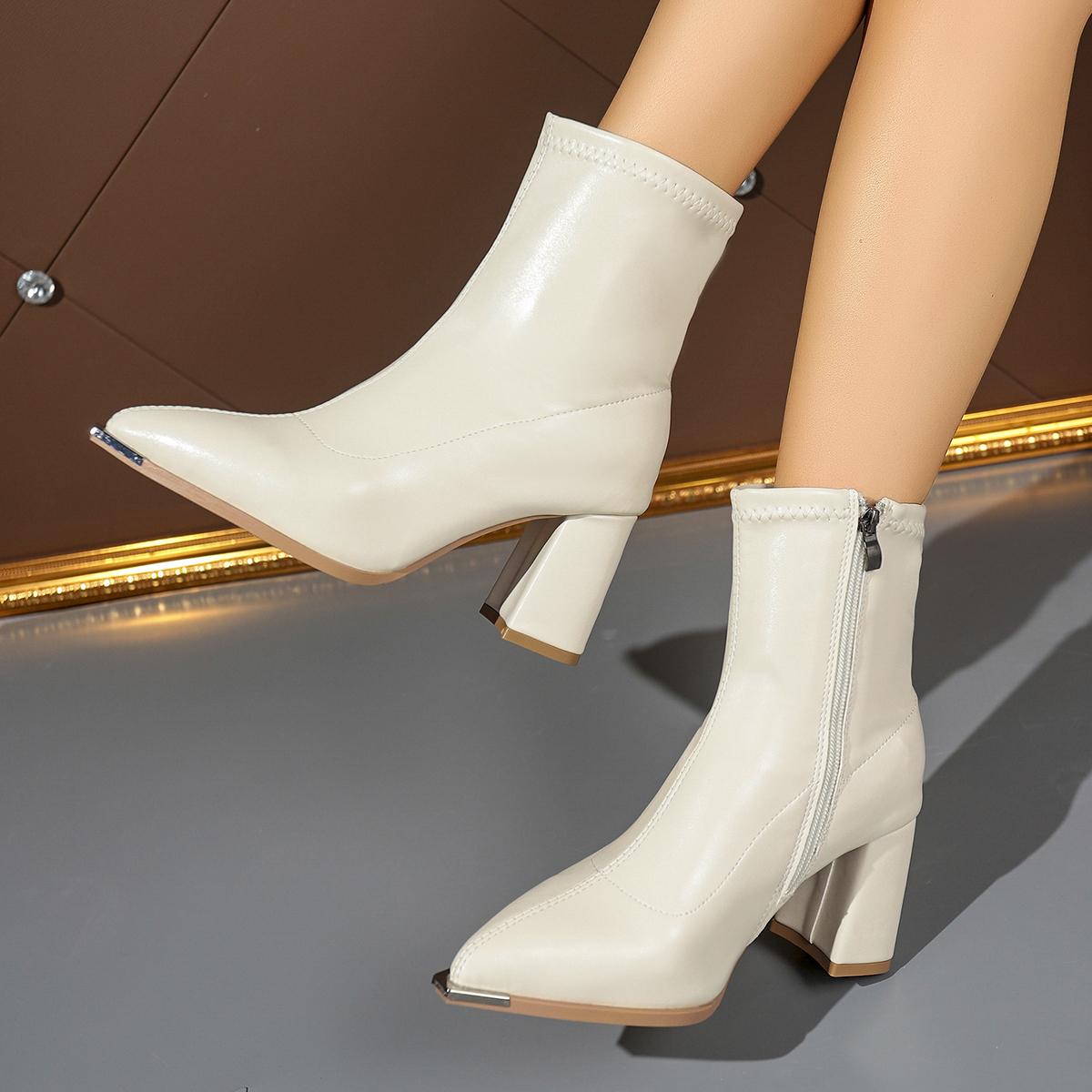 

Winter Pointed Comfortable Zipper Casual Women s Work Boots Fashionable New Sexy and Elegant Plus Size High heeled Riding Boots for daily use 36