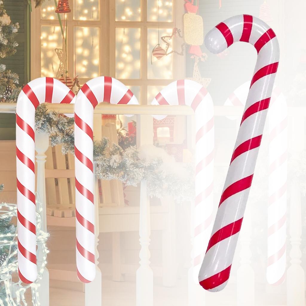 12PCS Inflatable Candy Cane Balloons Large Red White Striped Christmas Decorations for Party Home Tree Decoration
