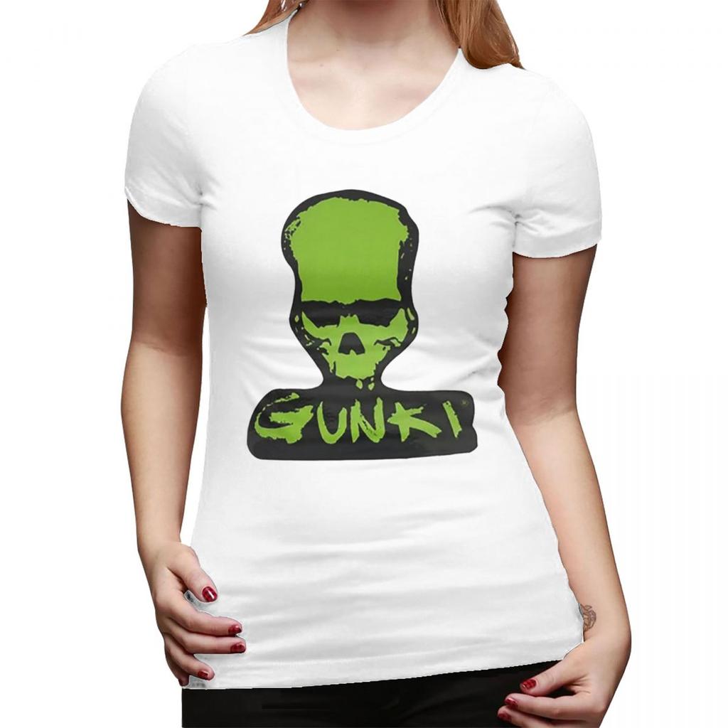 Gunki Logo Angling Skull Fishing Gunki  TShirt for Women ONeck Streetwear T Shirts Womens Tees Short Summer Clothes Tops