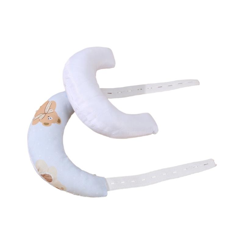 Breathable Cotton Baby Pillow Crescents Shape Neck Support Cartoon Pattern Bedding Pillow for Newborns