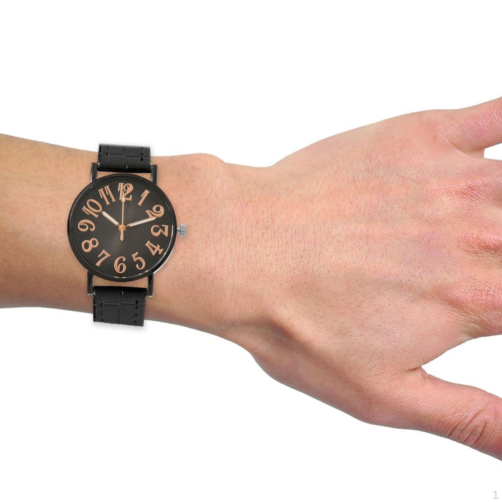 

Жіночий годинник аналоговий круглий простий, повсякденний, арабські цифри, стильний наручний годинник чорний