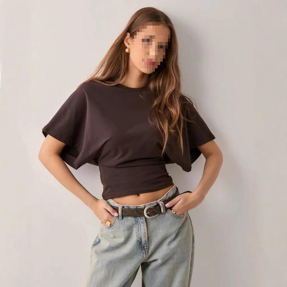 2025 Plus Size Women's Summer Casual Round Neck Short Sleeve T-Shirt - Solid Color