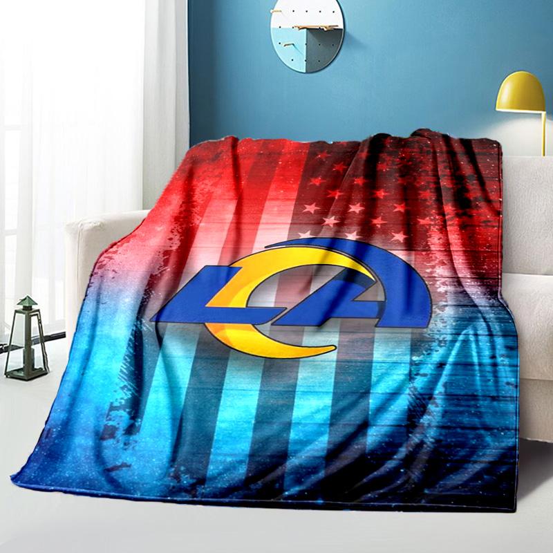Rams Team Spirit Printed Throws Blanket Soft Flannel Blankets for Couch Bed Gifts for Men Women Picnic Blanket Christmas Gifts