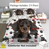 Cute Dachshund Dog Printed Bedding Set - 2/3pcs Duvet Cover Set (1 Duvet Cover + 1/2 Pillowcase, Without Core) for Bedroom