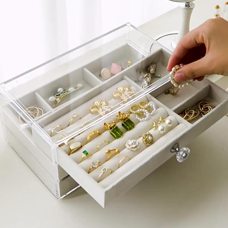 1 st Enkel Mode Akryl Lådtyp Smyckesförvaringslåda, Lämplig För Alla Typer Av Smyckesförvaring Och Förvaring