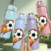 1PC Fire Flame Soccer Ball Art Print 750ml Color Plastic Sports Water Bottle Leakproof Flip Straw Lid Suitable for Sports Office Home Use
