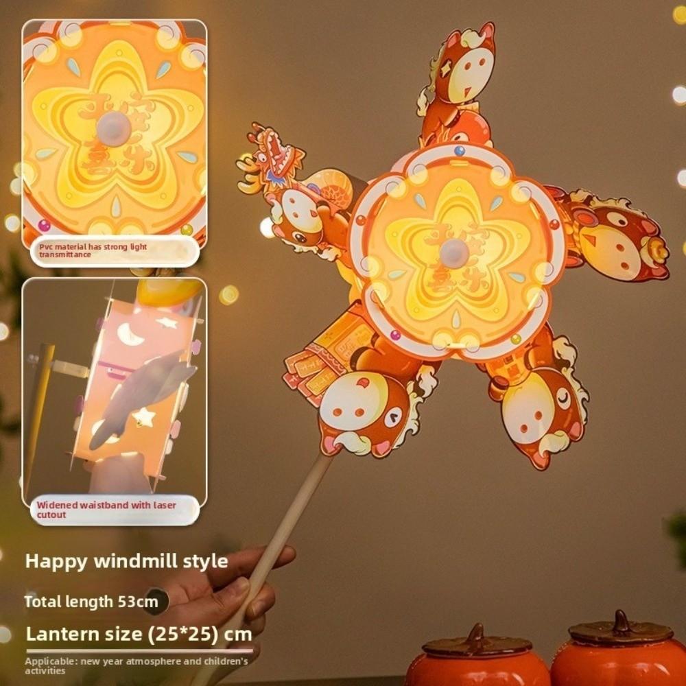 Rotating Children's Lantern Lion Dance Chinese New Year Lantern Glowing Windmill Lantern  Kids Gift