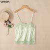 VONDA Women's Sexy Lace Trim V-Neck Sleeveless Spaghetti Strap Cami Tank Top