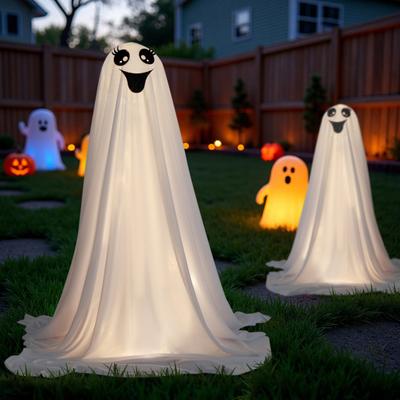 Decoração de Fantasma Halloween Yousheng para Exterior DIY Fantasmas Grandes de Tecido Iluminados com Luzes de Fio Fantasma Branco Assustador em Pé para Jardim Pátio Entrada