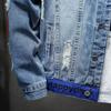 Jaqueta Jeans Masculina com Remendos Rasgados Streetwear Casaco de Algodão Desgastado Remendo Bordado Patchwork Roupa Exterior