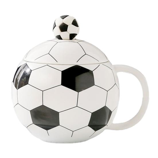 

Sports Themed Ceramic Mug with Lid And Spoon Badminton Football Basketball Coffee Tea Cup Unique Gift for Sports Lovers C