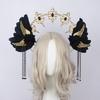 Lolita Corona Aureola Solare Fascia per Capelli Catena di Perline con Nappe Ali d'Angelo Fascia con Spine di Rosa Gotico Vintage Diadema Mary Barocco Copricapo
