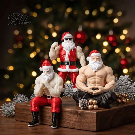 Santa Claus Muscle Figures Strong Muscles Ornament, Lines And Beard Decor, 3D Printed Funny Holiday Party Decorations Christmas Decoration,