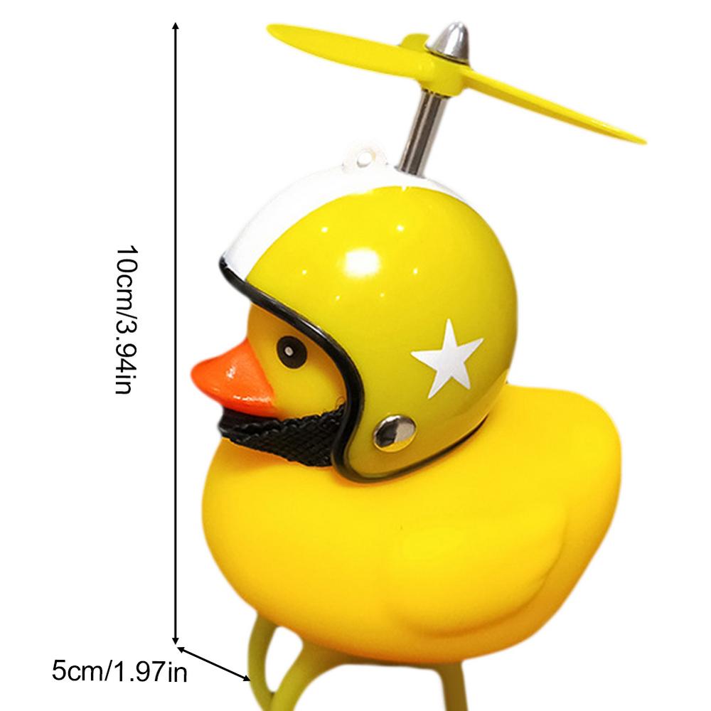 Rubber Duck Toy Car Ornaments Yellow Duck Car Dashboard Decorations Cool Duck with Propeller Helmet
