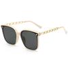 Trendy Oversized Chain Sunglasses: Unisex Street Style with UV Protection, Popular on TikTok and Xiaohongshu.
